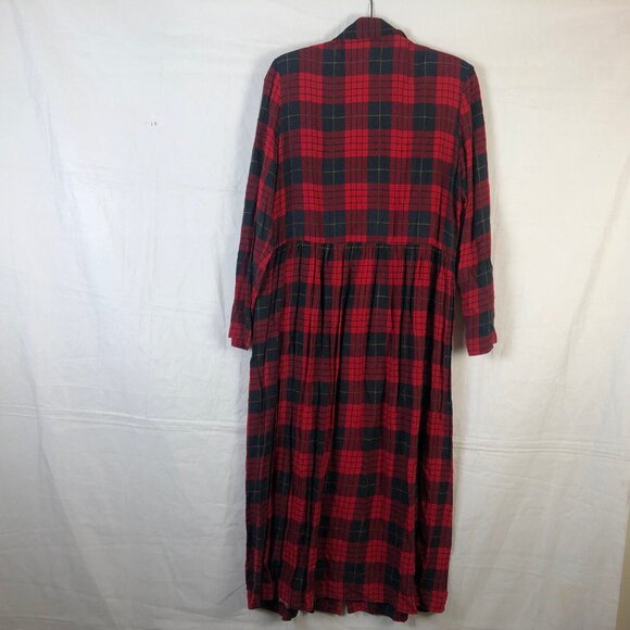 Miss Dorby 14 Dress Plaid Button Front Long Sleeve Red Black Collared Vintage - Picture 6 of 6